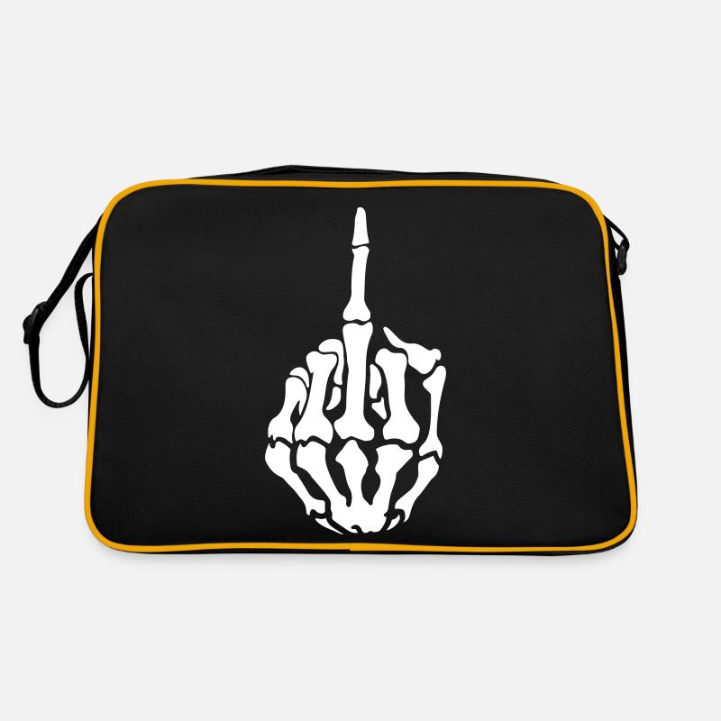 mittelfinger symbol skelett Retro Tasche