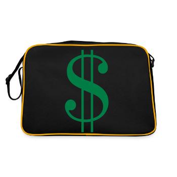 Dollar Zeichen - Retro Tasche - Schwarz/Gold - Hinten