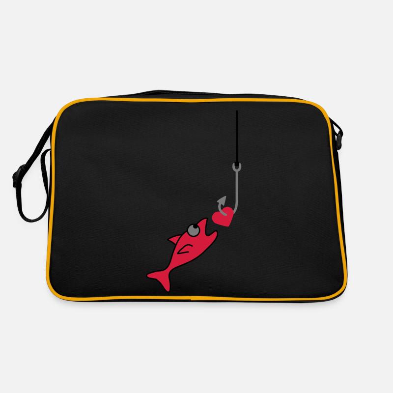 Fishing With Heart - Retro Tasche - Schwarz/Gold