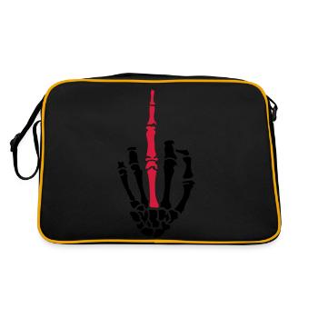middle finger skulls - Retro Tasche - Schwarz/Gold - Hinten