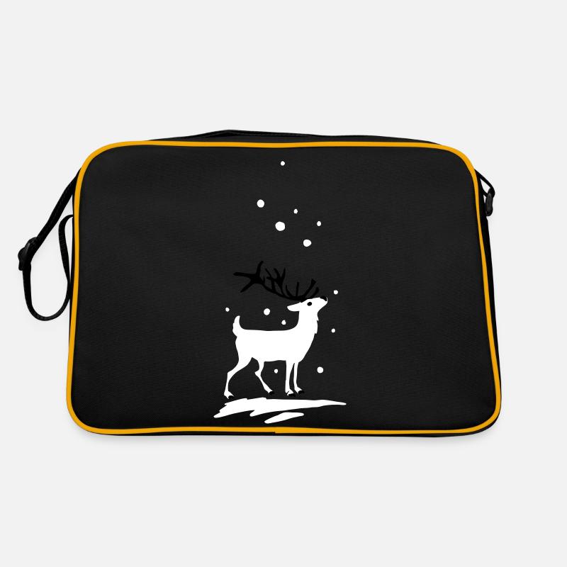 Rentierschlitten im Schnee - Retro Tasche - Schwarz/Gold