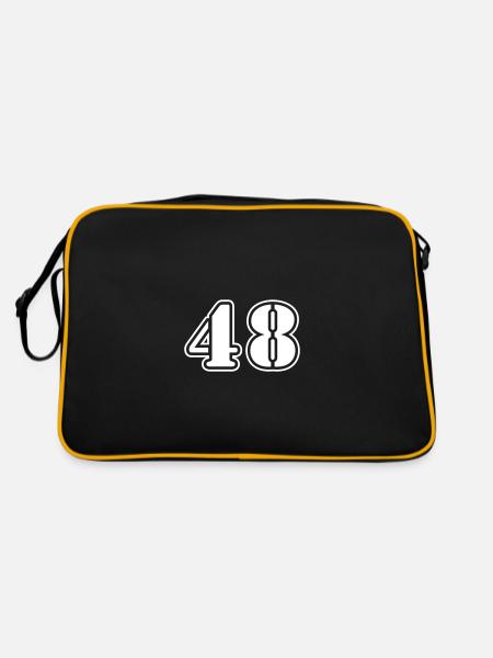 48 Zahl symbol - Retro Tasche - Schwarz/Gold - Hinten