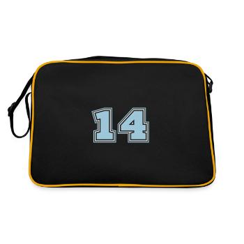 14 Zahl nummer - Retro Tasche - Schwarz/Gold - Hinten