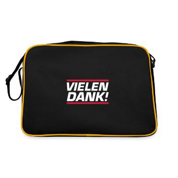 Vielen Dank Danke - Retro Tasche - Schwarz/Gold - Hinten