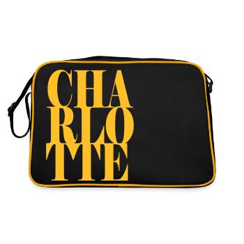 Charlotte Nom Prénom Police moderne Word Art - Sac Retro - noir/or - Dos