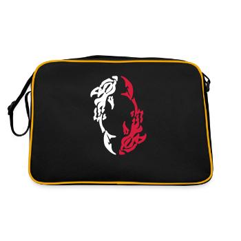 Yin Yang - Koi Karpfen - Vector Design - Retro Tasche - Schwarz/Gold - Hinten