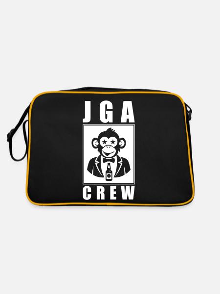 JGA Crew Affe Junggesellenabschied - Retro Tasche - Schwarz/Gold - Hinten