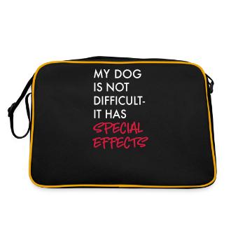Hund - Retro Tasche - Schwarz/Gold - Hinten