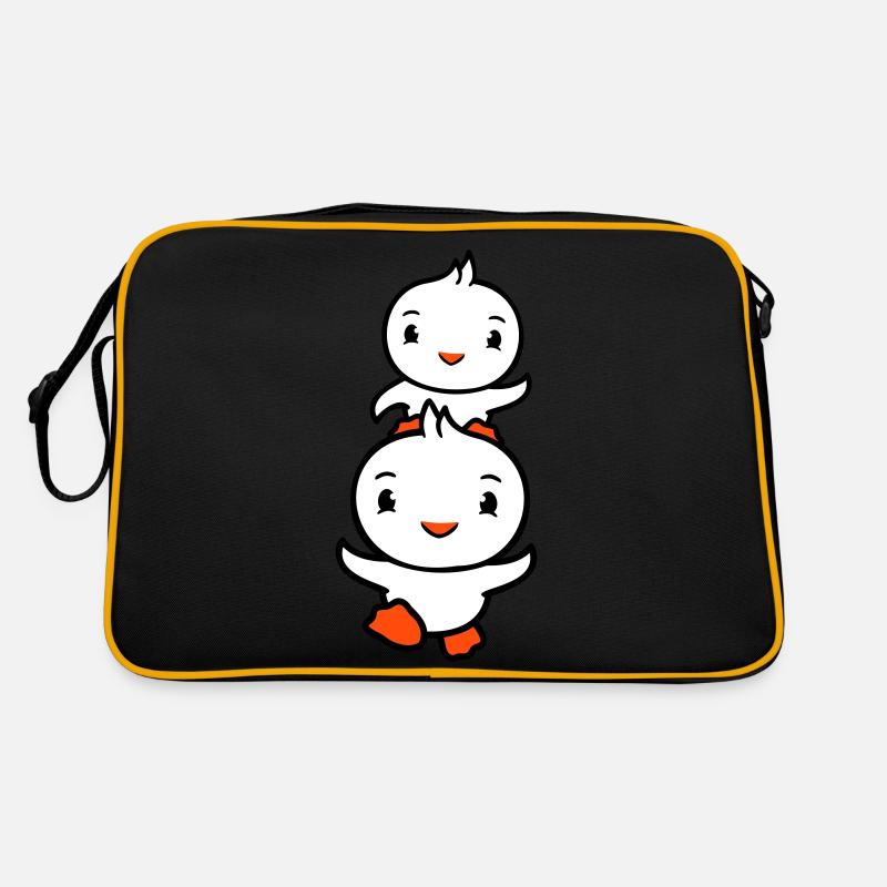 2 Ducks Dad Baby Child Piggyback Running Head Fun Retro Bag