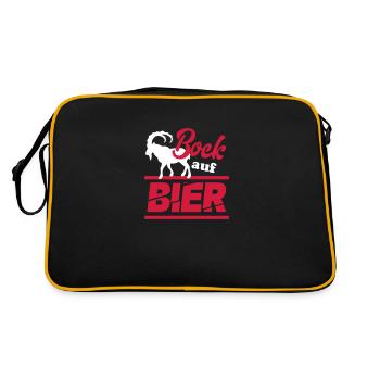 Bier Sprüche Bock Lust Durst auf Bier - Retro Tasche - Schwarz/Gold - Hinten
