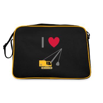 ★ Design colors can be changed ★ I love dragline excavators - Retro Bag - black/gold - Back