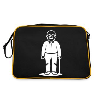 Opa Alter Mann - Retro Tasche - Schwarz/Gold - Hinten