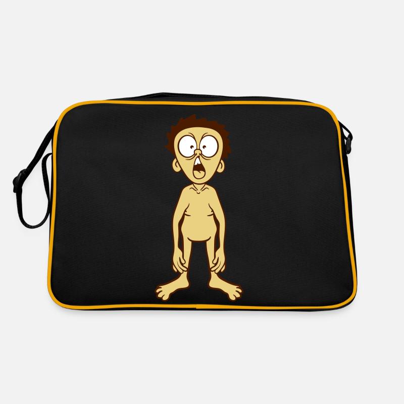 nu peur effrayé choc crier garçon - Sac Retro - noir/or