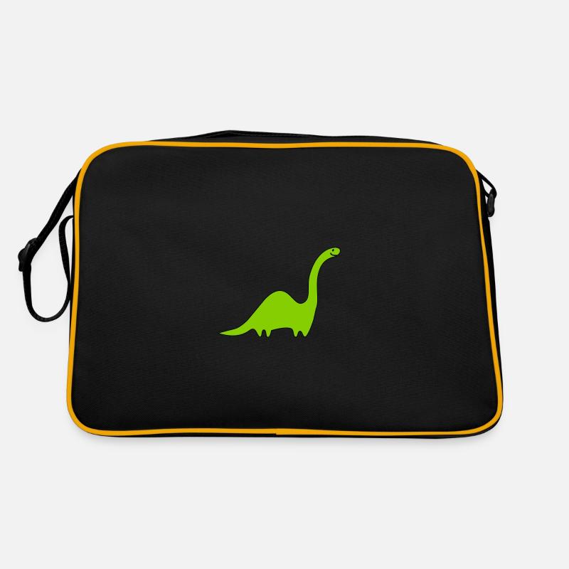 Dino Langhals - anpassbare Motivfarben - Retro Tasche - Schwarz/Gold