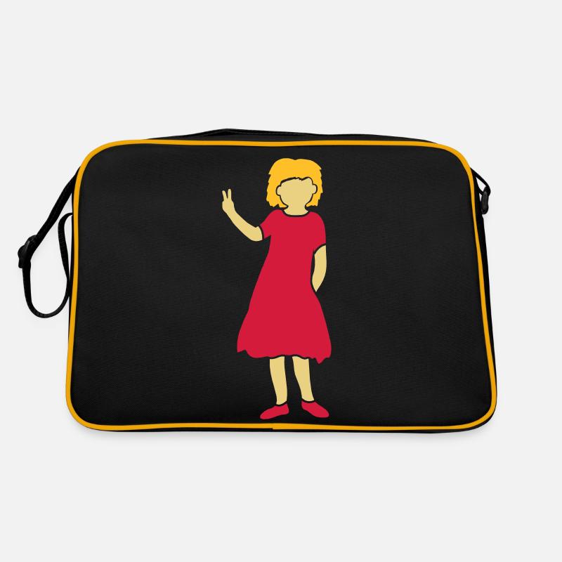 Mädchen Silhouette Peace Zeichen Retro Tasche