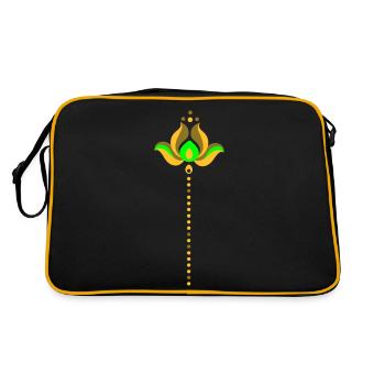 Blumenornament - Retro Tasche - Schwarz/Gold - Hinten