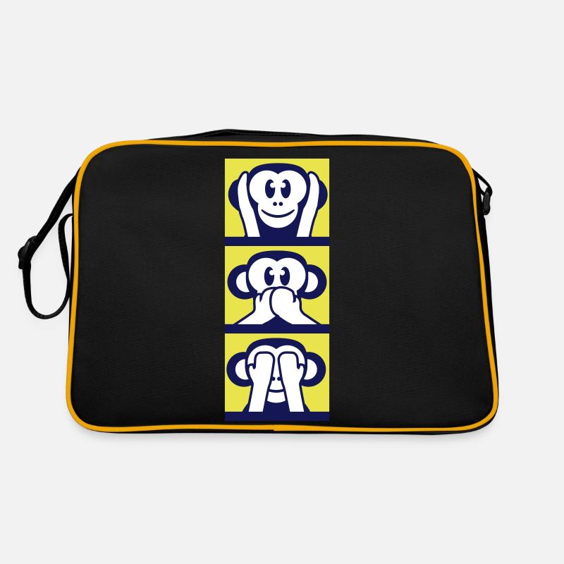 3 Wise Monkeys Hear Nothing Say See Monkey Fun Retro Bag