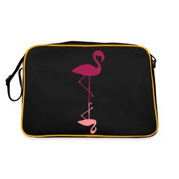 flamingo mirroring water mirrored reflection r - Retro Bag - black/gold - Back