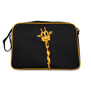 Drôle Long Cou Girafe Cool Animaux mignons - Sac Retro - noir/or - Dos