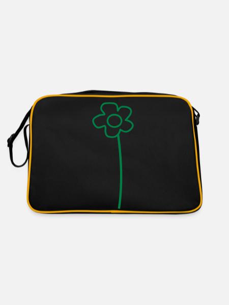 Green Daisies Flower Spring Summer Flowers - Retro Bag - black/gold - Back