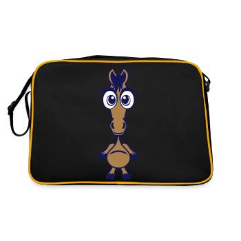 horse animals drawing - Retro Bag - black/gold - Back