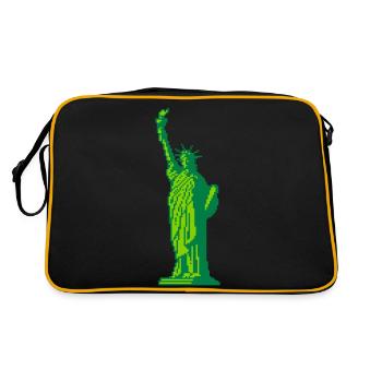 8bit Freiheitsstatue - Retro Tasche - Schwarz/Gold - Hinten