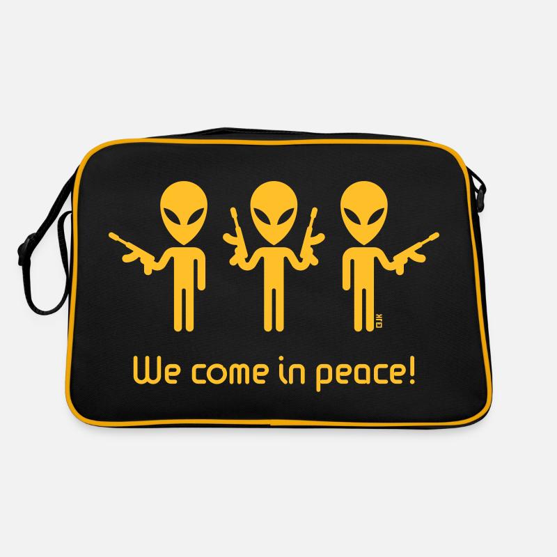 We Come In Peace! (Science Fiction / Space Aliens) - Retro Tasche - Schwarz/Gold