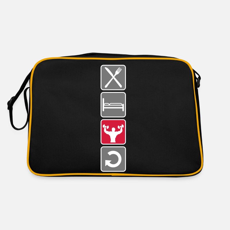 vertikal logo eat sleep train repeat wiederholen s Retro Tasche