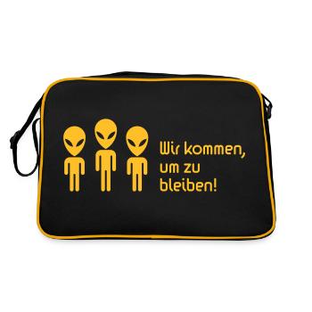 We are coming to stay! (Science Fiction Alien) - Retro Bag - black/gold - Back
