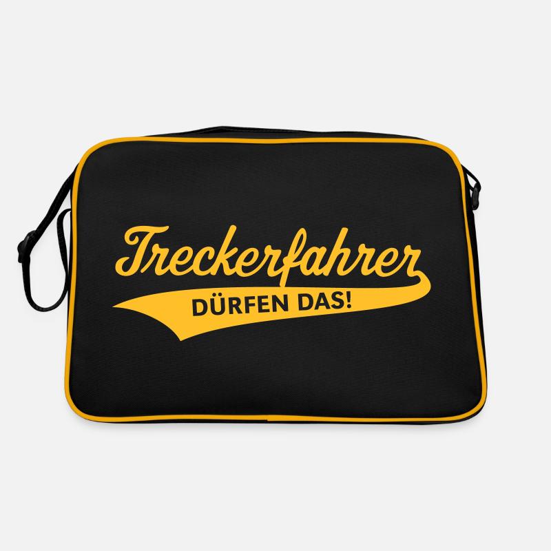 Treckerfahrer Dürfen Das! (Trecker Traktor, V4, B) - Retro Tasche - Schwarz/Gold