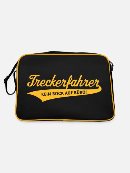 Treckerfahrer – Kein Bock Auf Büro! (Trecker) - Retro Tasche - Schwarz/Gold - Hinten