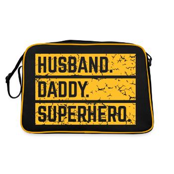 Husband Daddy Superhero (Super Dad Vintage 1C) - Retro Tasche - Schwarz/Gold - Hinten