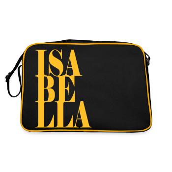 Isabella Surname First name Modern font Word Art - Retro Bag - black/gold - Back