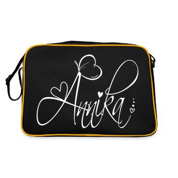 Annika Nom Prénom Fille Calligraphie Décor - Sac Retro - noir/or - Dos