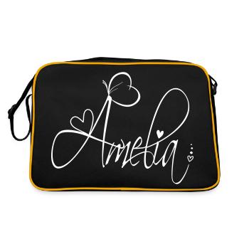 Amelia Nom Prénom Fille Calligraphie Décor - Sac Retro - noir/or - Dos