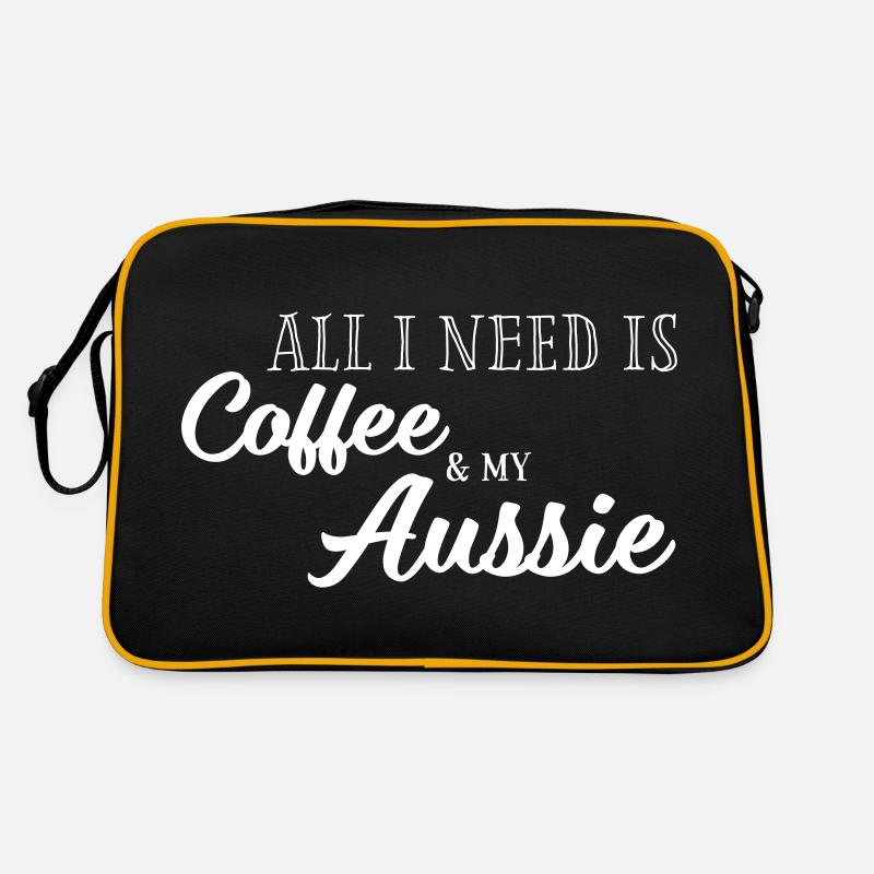 All I need is Coffee and my Aussie - Retro Tasche - Schwarz/Gold