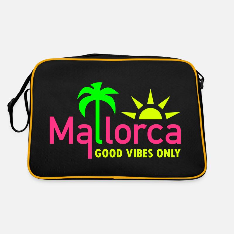 Mallorca, good vibes only (palm tree, sun) - Retro Bag - black/gold