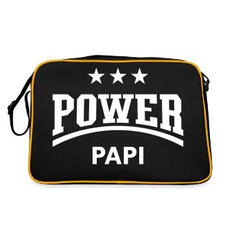 Power Papi (Papa, Vater, Vati, Vatertag / White) - Retro Tasche - Schwarz/Gold - Hinten