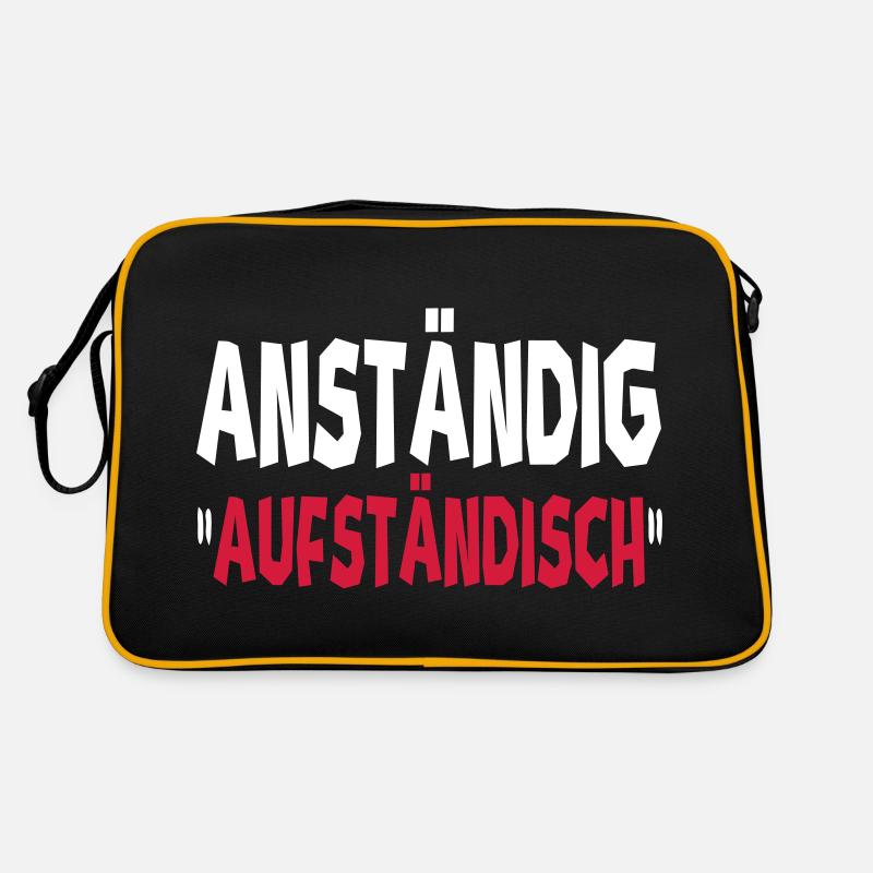 anständig aufständisch - Retro Tasche - Schwarz/Gold