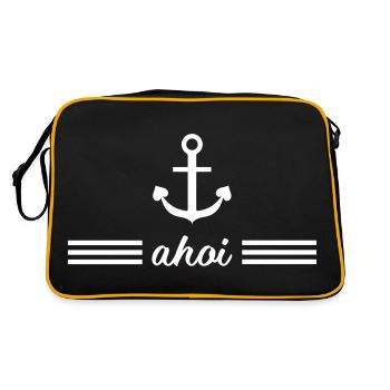 Ahoi Anker - ahoy anchor mit Herz - Retro Tasche - Schwarz/Gold - Hinten