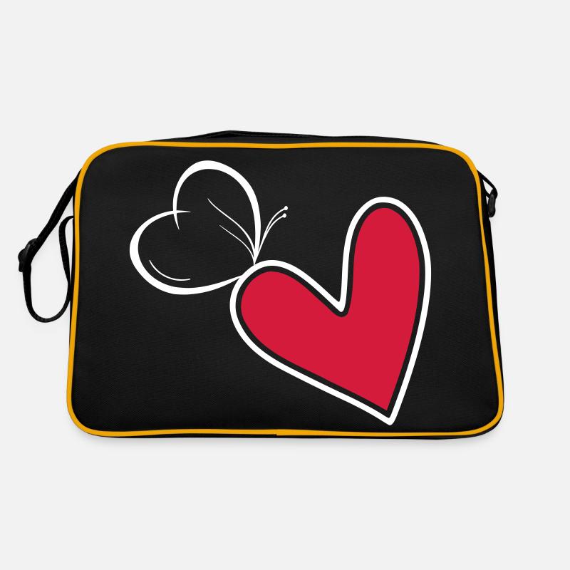 Schmetterlingherz Herz mit Schmetterling Retro Tasche