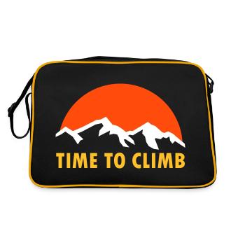 Time to climb (Berge, Sonne) - Retro Tasche - Schwarz/Gold - Hinten