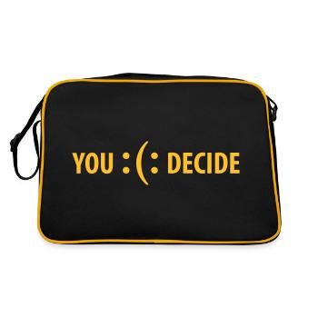 :(: you decide - Design aus Emoji bzw. Emoticon - Retro Tasche - Schwarz/Gold - Hinten