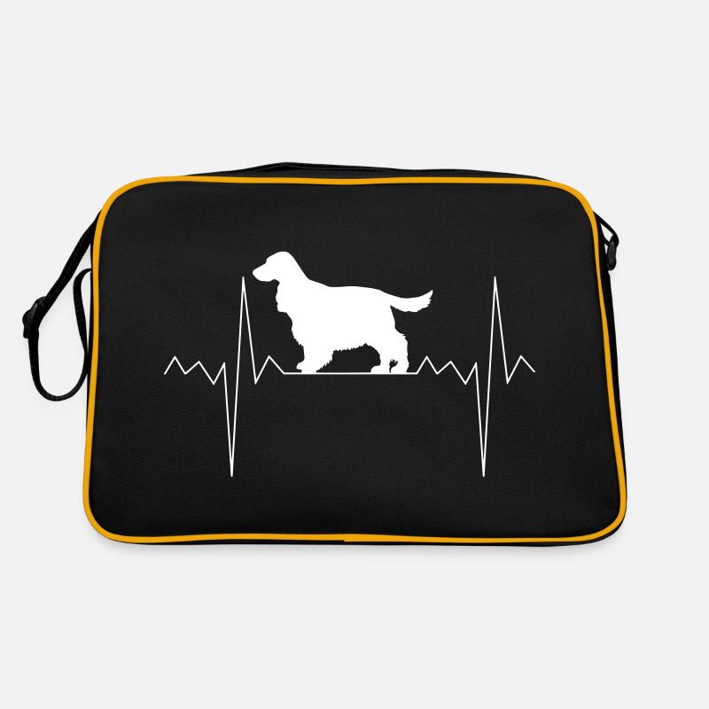 Herzschlag Herzfrequenz Cocker Spaniel - Retro Tasche - Schwarz/Gold