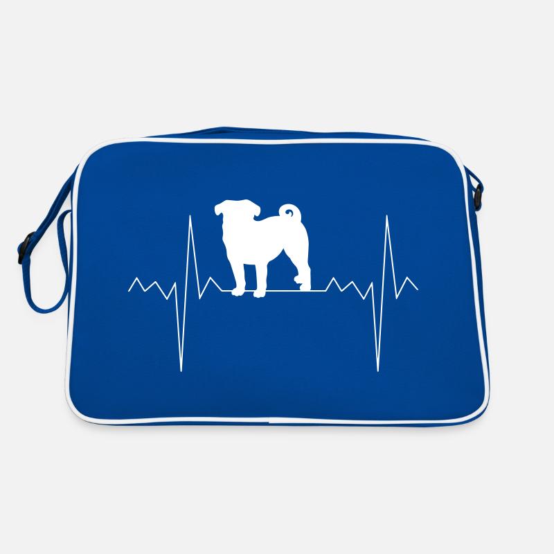 Herzschlag Herzfrequenz Mops Retro Tasche