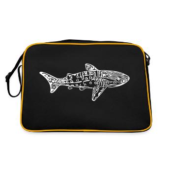 Requin Baleine - dessin vectoriel - Sac Retro - noir/or - Dos