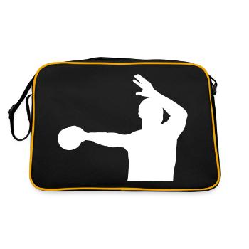 Handball Feldhandball Beachhandball Spieler - Retro Tasche - Schwarz/Gold - Hinten