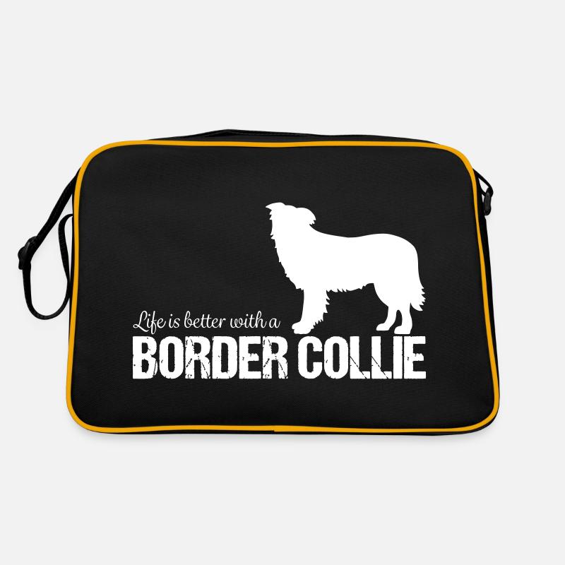 Border Collie Hund Geschenkidee Retro Tasche