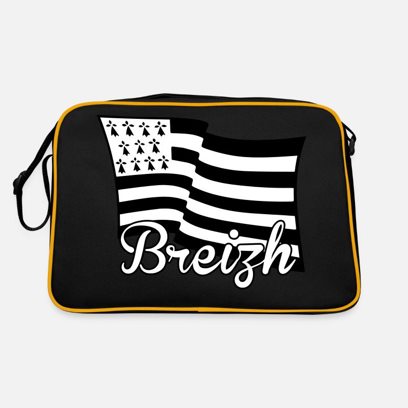 Bretagne Breizh drapeau - Sac Retro - noir/or