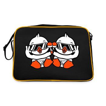 2 Birds Baby Child Rattle Diaper Sunglasses Peace - Retro Bag - black/gold - Back